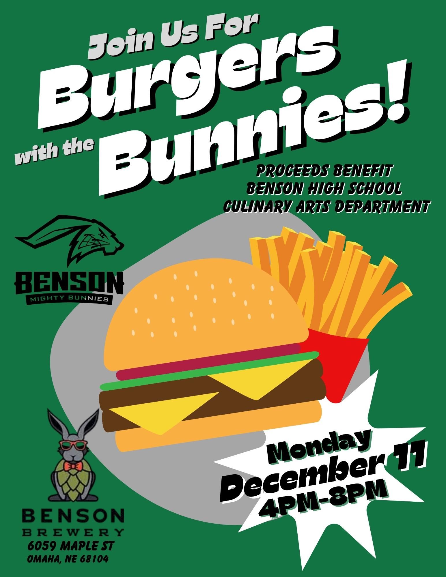  Join us for Burgers for the Bunnies at the Benson Brewery!